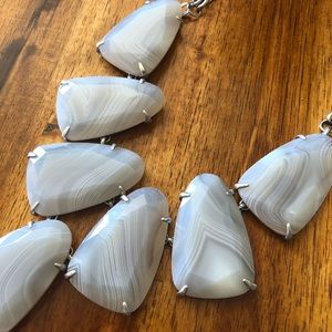 KS Rhodium Harlow in White Banded Agate